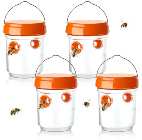 4 Piezas Trampa Avispas Y Moscas,Colgar De Plástico Trampa Colgar,Atrapamoscas Reutilizable Y Extraíble,Trampas para Avispas Asiaticas,Trampa Avispas Vivas Doble Canal,Trampa Mosquitos (Verde)