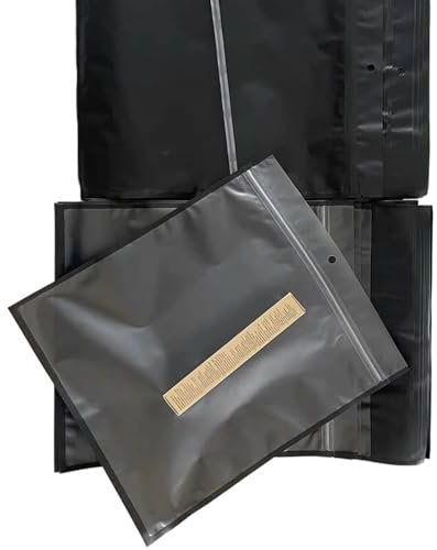 Sacchetti in Mylar, Sacchetti Mylar Nero Opaco Richiudibili Zip Lock 3C Products Gifts Packaging 100pz Sacchetti Piatti Sigillati su Tre Lati con Finestra Traslucida(17x21cm)