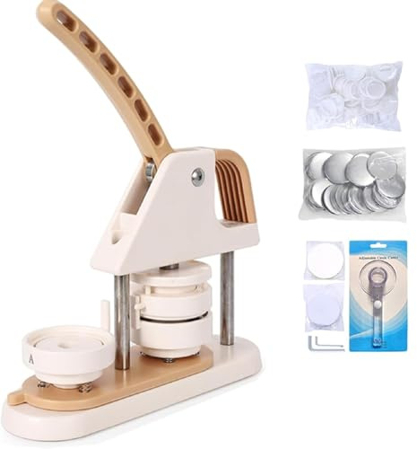 Button Maker Machine, 1/1.25/2.28 inch(25/32/58mm) 3-in-1 Pin Maker, Ergonomic Arc Handle Stamping Press Kit, 300pcs Button Parts, Pictures, Circle Cutter, Magic Book, for Children DIY Gifts