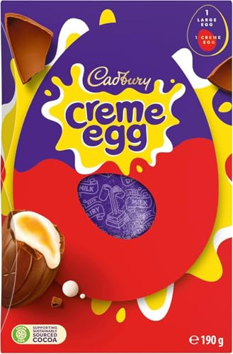 Cadbury Crème Egg Large Chocolate Easter Egg, Includes 1 Treat, 190 g (Pack of 1)