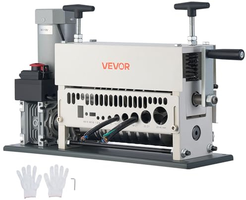 VEVOR Electric Wire Stripper Machine, 0.06-1.57 in, 11 Channel Automatic Copper Cable Stripper, 370W Wire Stripper Tool with Manual Hand Crank Mode, Emergency Stop Button, for Scrap Copper Recycling