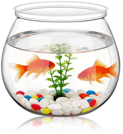 Hemobllo Transparent Plastic Fish Bowl Small Fish Bowl for Goldfish Tabletop Tank for Home Office and Garden Display Clear Round Aquarium for Desktop Decor 5.12 X 5.12 X 4.53 in