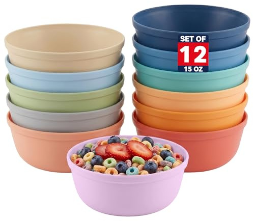 MASTERCOOK Kunststoffschüsseln Set von 12 – 444 ml Mehrzweck-Tiefschalen Salat- und Pastaschüsseln Ideal für Zuhause, Kinder, Partys – Stapelbare Schüssel für die Küche – Ohne BPA und lebensmittelecht