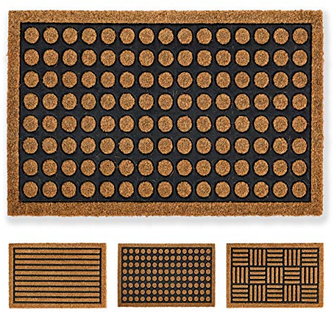 Carpido Fußmatte Kokos Punkte Muster - Fußabstreifer 40x60 cm - Türmatte Innen Bereich - antibakterielle Eingangsmatte - Naturprodukt Kokosborsten