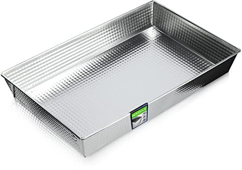 KADAX Barattolo rettangolare, teglia da forno in 3 dimensioni, bordi in lamiera alti per torte, pane tostato, cheesecake, brownie, scatola di cura facile, (40 x 25,5 cm, argento)