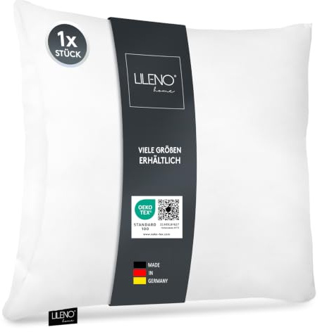 LILENO HOME Cuscino in microfibra 60 x 60 cm [set da 1] lavabile fino a 95 gradi con chiusura lampo, cuscino 60 x 60 cm come imbottitura per cuscino per letto o come cuscino decorativo, cuscino per