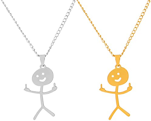 DUOHERESHUI Collar De Garabato Divertido y Gestos De Mano - 2 Piezas Collares De Amistad Para Mujer y Hombre - Colgante De Cara Sonriente Para Amigos