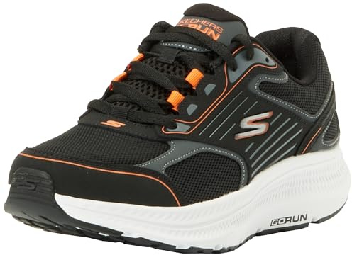 Skechers Tenis Go Run Consistent 2.0 para Hombre, Tela de Piel Negra y Naranja, 43 EU