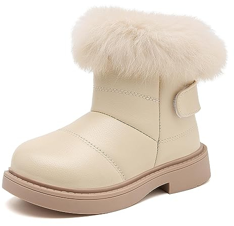 Meik Mangni Stivali da Neve Carino Bambine e Ragazze Stivaletti Invernali Scarpe Comode Morbide Fodera Calda Scarponi da Sci all'aperto,Bianco,Taglia 24 EU