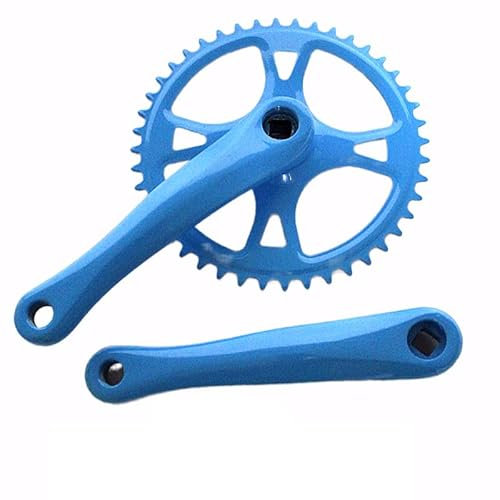 LIFENGFF Kurbelgarnitur 44T Fixed Gear Fahrradkurbelgarnitur Single Speed Fahrradkurbelgarnitur Kettenblatt Aluminiumlegierung Diamantlochschiene Kettenblatt Kurbelgarnitur (Blau)