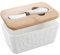WOPPLXY Butter Dish with Lid - Ceramic White Butter Dish with Lid - Porcelain Large Butter Container Stone Pattern for Butter , Cheese , Storage