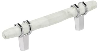Amerock Carrione 3-3/4 inch (96mm) Center-to-Center Marble White/Polished Chrome Cabinet Pull, BP36648MW26