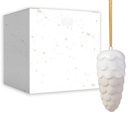 like. by Villeroy & Boch – Winter Glow Ornament grankotte, juldekoration av premiumporslin, julgransprydnad, 4 x 4 x 9 cm