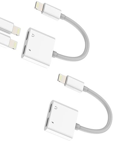 Adattatore cuffie per iPhone 14 pro(2pack)per Lightning doppio jack caricatore sdoppiatore auricolari aux audio cavo per Apple cuffia accessori cavetto ricarica per ipad pro air mini headphone adapter