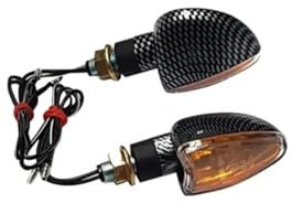 BCR Blinker Arrow, Paar Motorrad-Blinker, Carbon-Look, kleine Motorradblinker mit transparenter Linse, Paar zugelassene Motorradblinker Modell ARROW. Motorradblinker 22 x 67 mm.