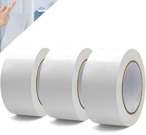 KADIO vävtejp vit 3-pack reparation tejp pansartejp hög vidhäftningsförmåga och slitstyrka duct stark tejp för reparation (vit, 50 m x 50 mm)