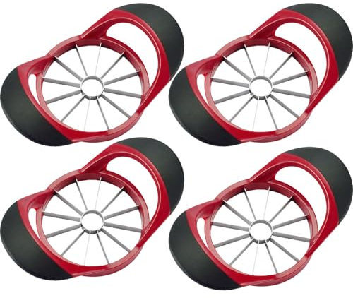 Affettatrice per mele, lame in acciaio inox, lavabile in lavastoviglie, manico in gomma, per Apple e mele, colore: rosso