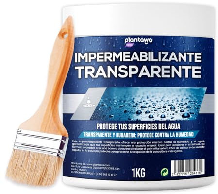 Plantawa Impermeabilizante Transparente 1kg | Revestimiento impermeable definitivo, Genera película protectora, Resistente al agua y humedad, Revestimiento impermeable para interiores y exteriores