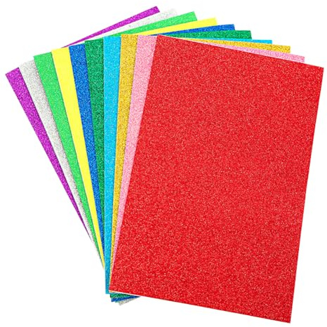 Lot de 10 feuilles de mousse à paillettes autocollantes - 20 x 30 cm - Papier cartonné brillant - Pour projets d'artisanat