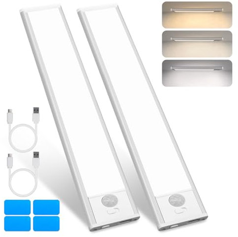 CNMTCCO LEDunterbauleuchte küche，Schrankbeleuchtung,Bewegungssensor-Leuchten, tragbare Batterielampen, langlebige Schrank-LED-Streifen, ultraschlanke kabelfreie USB-Küchenlampen, ideal für Kochräume.