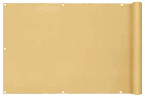 Rete di recinzione resistente alle intemperie per balcone, 1,2 x 7 m, con cinghia intrecciata e occhielli, per cortile, terrazza, patio, piscina, portico, color crema