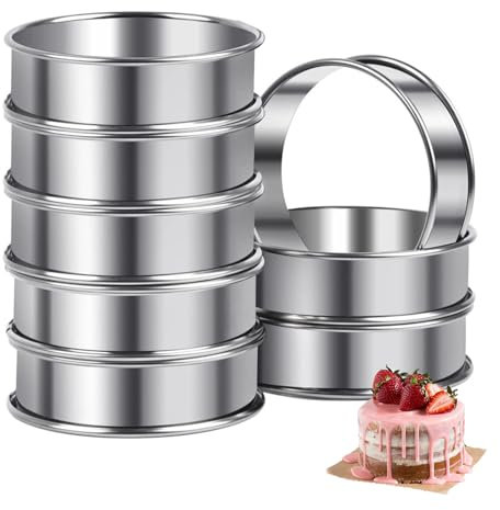 Vyanveo 8 Piezas 8cm Anillos para Tartas, Aros para Tartaletas de Acero Inoxidable Anillo de Tarta de Muffin para Muffins, Mousse, Postres, panqueques