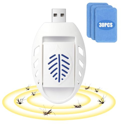 AOOWU Mückenabwehr Protec, Elektrisches tragbarer Mückenschutz, Steckdosen-Insektenvernichter Elektrisch für Fliegen, Mücken, Motten, Küche, für Schlafzimmer, Indoor, Mit 30pcs Mückenschutztabletten
