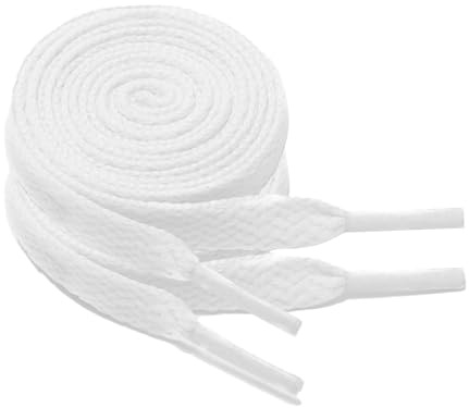 GOODSALEOK 2 Paires Lacets Chaussures Lacets De Sport Plats De 8 Mm De Large Chaussures De Course Chaussures De Planche Cadeau Unisexe Blanc 150CM