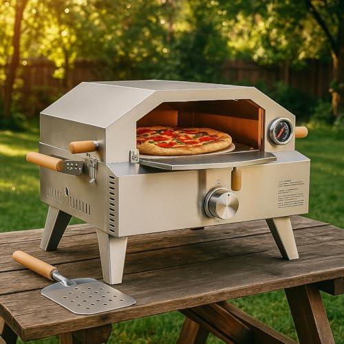 WITIT FORNO GRIGLIA PER BARBECUE A GAS, FORNO PER PIZZA IN ACCIAIO INOSSIDABILE 2 IN 1