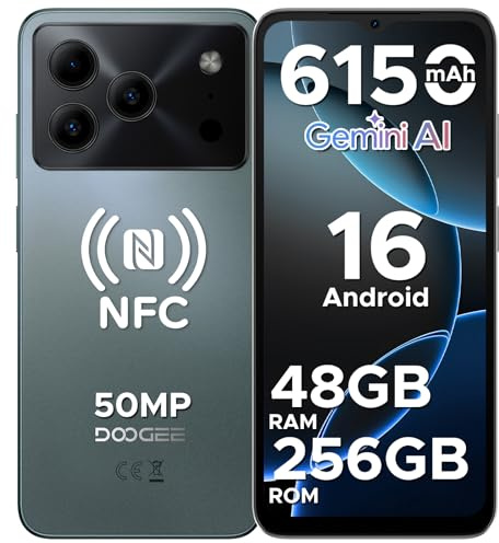 DOOGEE NOTE56 Plus Android 16 Smartphone Pas Cher, 48Go+256Go/2TB, Telephone Portable, 50MP+8MP,Smartphone Octa Core 6.56 HD+ 90Hz, 6150mAh, Débloqué 4G Dual SIM, Fingerprint/Face ID/NFC/OTG, Vert