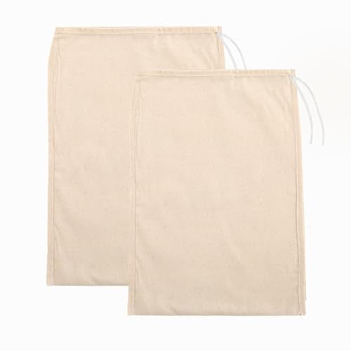 Firavggu 2 STK Filterbeutel Baumwolle Siebbeutel 120 Micron 45 * 60cm Nussmilchbeutel Pressbeutel Brew Bag Hopfenfilter Bier Presssack Filtertuch Käsebeutel Passiertuch für Obstpresse Wein Marmelade