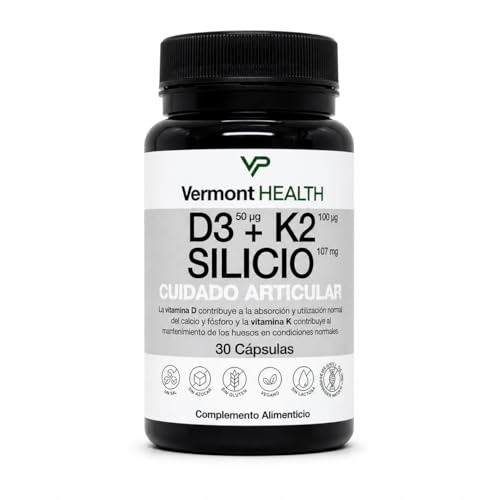Vitamina D3 + K2 + Silicio – Con Extracto de Bambú – Apoyo Óseo y Estructural – 30 Cápsulas