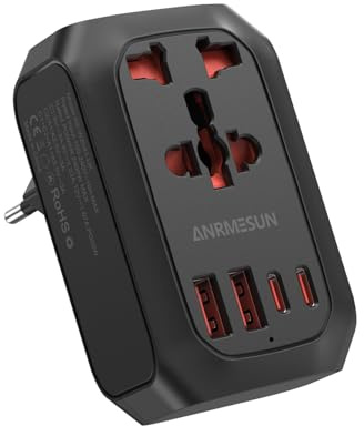 Universell reseadapter för EU-uttag, 20 W PD snabbladdad reseadapter, 2 USB-A-portar och 2 USB-C-portar - USA/UK/Australien-kontakt till EU