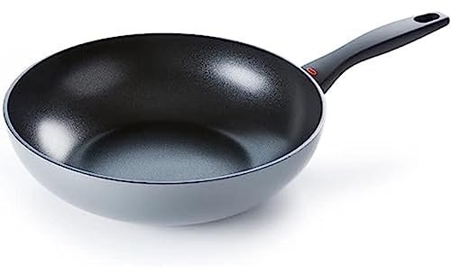 OXO Softworks Hard Anodized 28 cm/3.6 L Wok Pan, 3-Layered German Engineered Non-Stick Coating, Stainless Steel Soft-Touch Handle, Induction, Oven safe up to 180°C, Dishwasher Safe, Grey