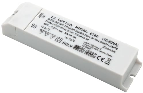 Prolite ET60 Transformador electrónico 10-60 Va 12 V con cable regulable MR16, MR11, G4.