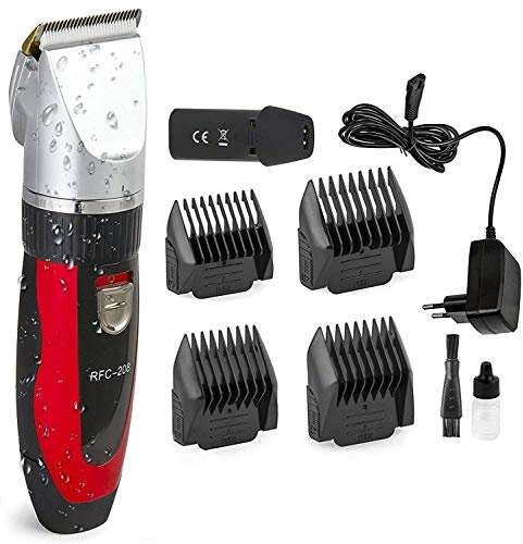 TAGLIA CAPELLI RASOIO BARBA 2 BATTERIE RICARICABILE LAMA CERAMICA RFC-208