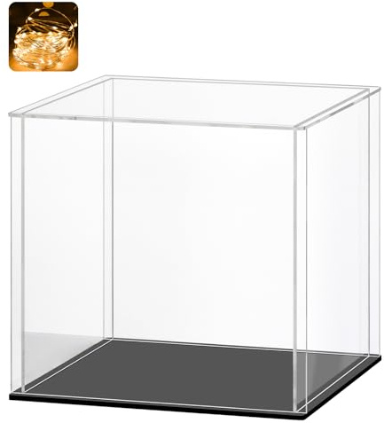 Huijintao Vitrinas para Colecciones, Vitrinas expositoras, Vitrina Metacrilato, Caja metacrilato Transparente Expositor, Vitrina Expositora para Colecciones, Miniaturas, Figuritas (15x15x15cm)