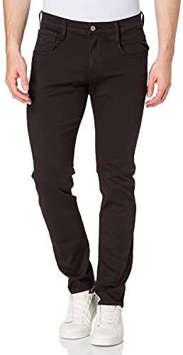 REPLAY Men's Anbass Slim-Fit Hyperflex Colour X-Lite Jeans with Stretch, Black 040-1, 36 W/32 L