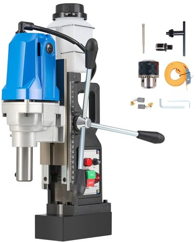 ZELCAN Magnetic Drill Press, Portable Heavy Duty Electric Mag Drill, 1100W 40mm Boring Dia 12000N Force Electromagnetic Grip, Industrial Cutting Drilling Machine (Model MD40)