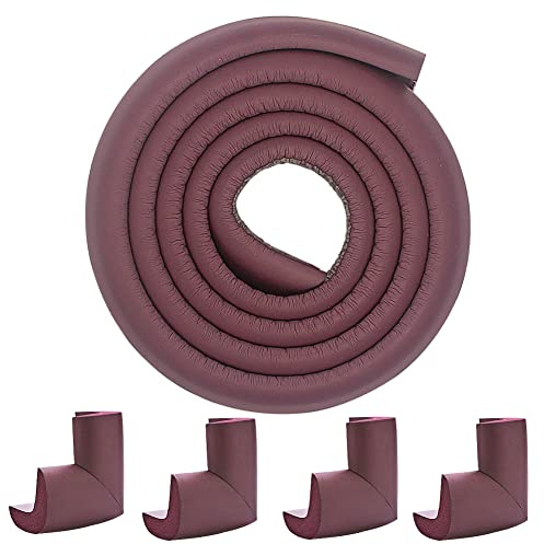 Fireplace Bumpers for Babies,Baby Proof Corners and Edges,Baby Safety Products,Table Edge Protectors for Baby,Suitable for Furniture Desk Sharp Corners Guards(Brown Purple(4 Corner&6.5ft Bumpers))