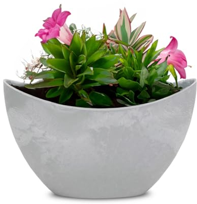 matches21 – Maceta de plástico para plantas, Cubremacetas, color gris claro, 1 unidad, 20 x 9 x 11,5 cm