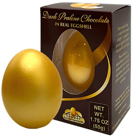 Gut Springenheide Gourmet German Chocolate Filled Golden Tone Egg, Creamy Delicious Prefilled Eggs, Premium Easter Basket Stuffers, Candies