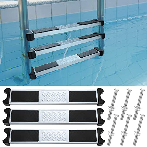 Therwen rostfritt stål poolstege, ersättning 4,9 cm halkfri simbassängstege med bultar, simtrappsteg, pedal för inomhuspooler ovan mark (3 set)