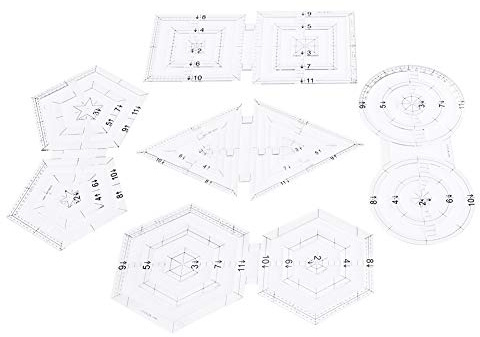 Tissting Set di 5 Righelli per Patchwork con Forme Multiple - Strumenti per Quilting e Cucito, Ideale per Taglio di Tessuti e Pelli, Design Pratico per Mancini e Destrorsi