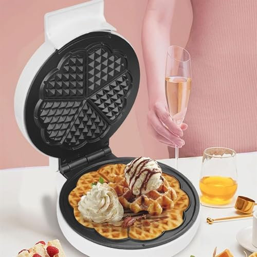 Macchina for waffle a forma di prugna, macchina for waffle a forma di cuore con piastre rivestite antiaderenti, macchina for waffle con ferro da stiro, termostato, piastre di cottura profonde, 5 ciald