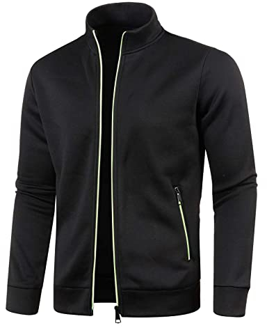 OBiQuzz Sweatjacke Herren mit Reissverschluss Ohne Kapuze Klassisch Sportjacke Leichte Jacke Stehkragen Trainingsjacke Strickjacke mit Taschen Freizeitjacke Softshelljacke Laufjacke