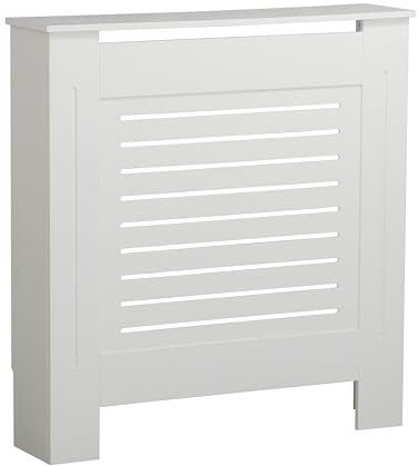 URBNLIVING Modern Wooden Radiator Cover MDF Grill Shelf Cabinet Furniture (White, Small)