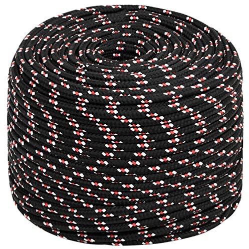 LAPOOH Båtrep svart 10 mm 100 m polypropylen, båtrep, flytande rep ankare förtöjningsrep multifunktionsrep, dockning och förankring-152349