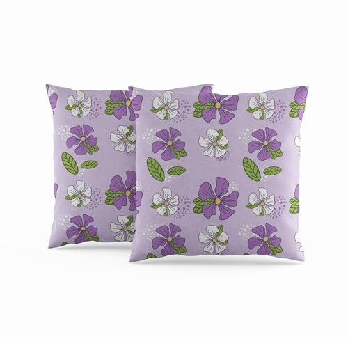 ggaimwf Floral Pillow Cases Square Purple Flower Cushion Cover Lilac Retro Country Style Throw Pillow Cover Outdoor Couch Garden Patio Double Sided Cushions Invisible Zipper 60x60cm Set of 2