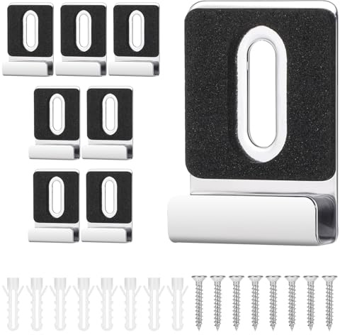 Mabor Lot de 8 supports de miroir pour montage mural, crochets de miroir en métal avec vis, coussinets en caoutchouc, matériel de suspension robuste pour miroir sans cadre